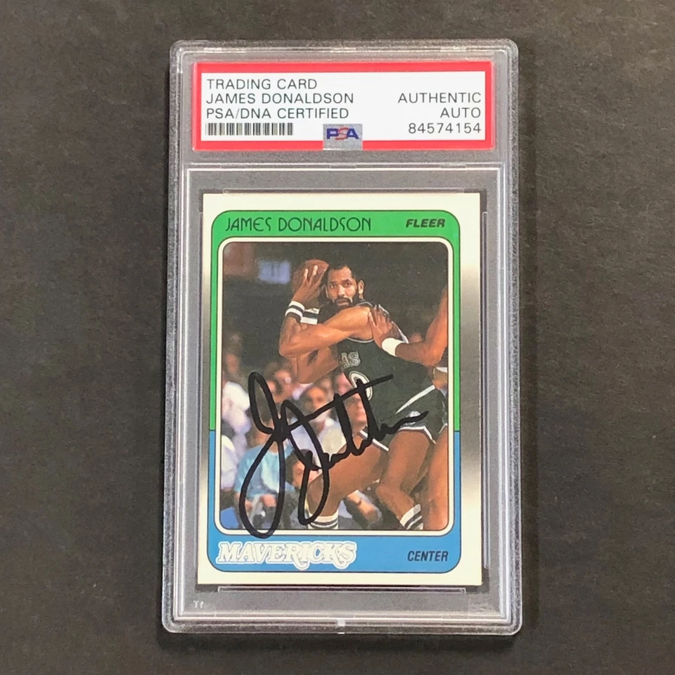 1988-89 Fleer #29 James Donaldson Signed Card AUTO PSA Slabbed Mavericks - Image 1 of 2