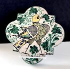 Studio Art Pottery Painted Bird Hanging Wall Plaque Signed 8.5" Italy C228