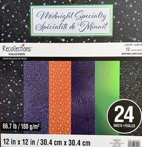 ~MIDNIGHT SPECIALTY~12X12~CARDSTOCK PAPER PAD 24 LOT RECOLLECTIONS FOIL & GLITTE - Picture 1 of 15