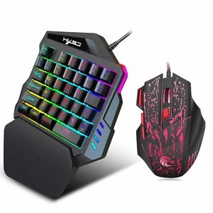 X2 Mobile Phone One Hand Video Game Keyboard Keypad Gaming LED 7 Color DPI Mouse - Picture 1 of 15