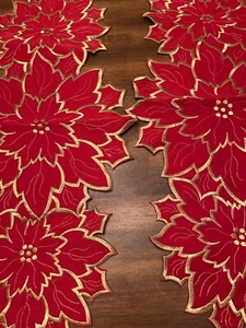 Vintage Collectible Two Christmas Red Gold Table Runners - Picture 1 of 4