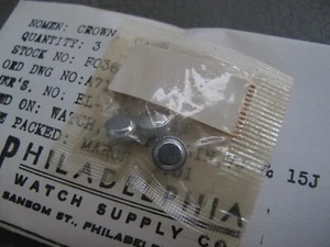 Elgin 7J & 15J A-II Watch Crown, 3 New 1951. - Picture 1 of 6