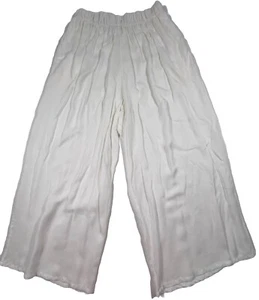 BRYN WALKER Womens L Ivory Tencel Wide Leg Pants Pockets Boho Summer Lounge - Picture 1 of 9