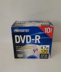 Pack de 10 DVD-R Memorex 4,7 Go 120 min neuf scellé en usine - Photo 1/6