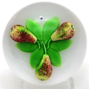 DELICIOUS Large BACCARAT France Triple PEAR Fruit Art Glass Crystal Paperweight - Picture 1 of 11