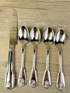 Ralph Lauren FITZGERALD 4 Teaspoons 1 Dinner Knife Stainless Steel Flatware RARE - Picture 1 of 10