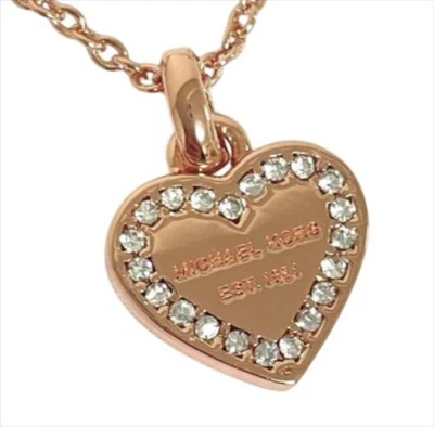 Collar Michael Kors Corazón Colgante Estrás Dorado con Caja De Colección Foto 1 de 4