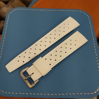 Vintage 19mm Swiss Tropic Straight End White nos Unused 1970s Diver Watch Band - Photo 1/4