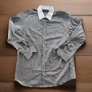 Luciano Barbera kariertes Hemd Herren Large Button Down weißer Kragen Made in Italy " - Bild 1 von 8