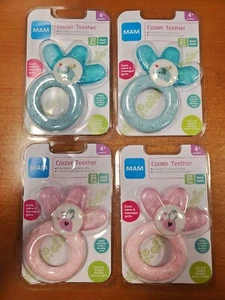 4 Pk: MAM Cooler Cooling Relief 4+ Months Teether Massages Gums Blue/Pink E13E - Picture 1 of 2