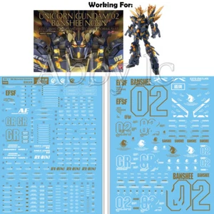 Calcomanías deslizantes de agua para PG 1/60 RX-0 N Unicornio 02 Banshee Norn DL modelo - Imagen 1 de 1