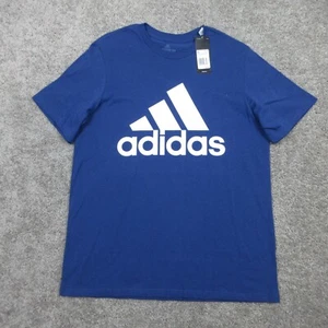 Adidas Shirt Mens Large Blue Amplifier Big Logo Sport Basic T-Shirt Graphic Tee - Picture 1 of 9