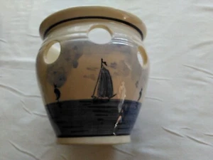 Delft Blauw Pottery Bulb Planter Hand Painted Blue White Vintage Holland 5" TALL - Picture 1 of 7