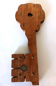 Wooden Key Hook Holder Handcrafted Key Shape Primitive Rustic Country Cottage - Picture 1 of 8