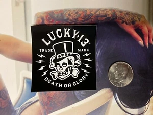 Lucky 13 Pin Up Punk Street Bike Gothic Americana Tattoo Sticker DEATH OR GLORY - Picture 1 of 2