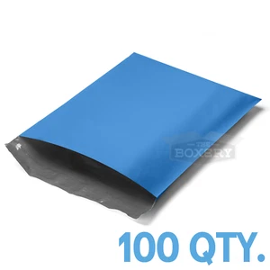 100 - 12x15.5 BLUE POLY MAILERS ENVELOPES BAGS - 2.5MIL from The Boxery - Picture 1 of 2