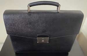 PRADA SAFFIANO NERO BLACK VR0006 EXECUTIVE DOCUMENT BRIEFCASE w/ COA & KEY - Picture 1 of 16
