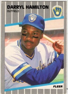 1989 Fleer Baseball Darryl Hamilton No. 187 Milwaukee Brewers - Picture 1 of 2