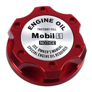 Red Oil Filler Cap With Silver Mobil One Emblem For Chrysler Jeep Dodge Ram 