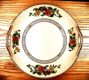 Vintage 1930s-1940s Hand-painted Noritake Platter, Red M in Red Wreath - Picture 1 of 6