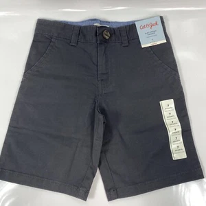 Boys' Stretch Flat Front Chino Shorts - Cat & Jack™- Dark Gray- Size 7 - Picture 1 of 5