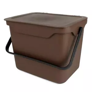 Brown 5L Kitchen Compost Caddy/Food Recycling Waste Bin – 5 Litre - Picture 1 of 8