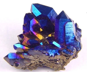 BUTW Cobalt Aura Fume Plated Natural Quartz Healing Crystal Cluster Reiki 8550K - Picture 1 of 3