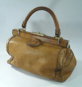 vintage GOLDPFEIL Germany HEBAMMENTASCHE Arzttasche echt Leder Handtasche beige - Bild 1 von 11