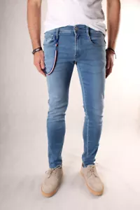 Nuevos vaqueros de hombre Replay PSG914 661 G73 010 bajo, delgado, Paris Saint-Germain - Imagen 1 de 7