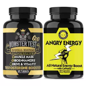 Test Booster Monster Test Gold & Angry Energy, Muscle Mass, Drive - Picture 1 of 10