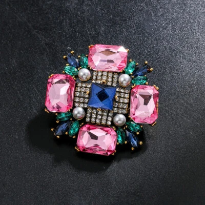 Broche e broche vintage colorido barquete strass pérolas acessórios de roupas - Imagem 1 de 4