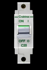 CRABTREE 20 AMP CURVE C 16kA MCB CIRCUIT BREAKER POLESTAR - Picture 1 of 6