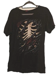 Spiral Direct Shirt Womens Extra Large Black Ribcage Roses Ripped Gothic Horror - Picture 1 of 5