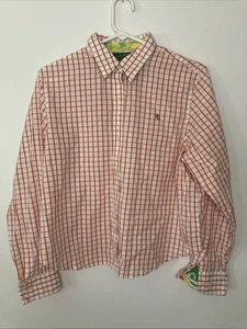 Lauren Ralph Lauren Women's Plaid Shirt Large Button Down Orange - Picture 1 of 8