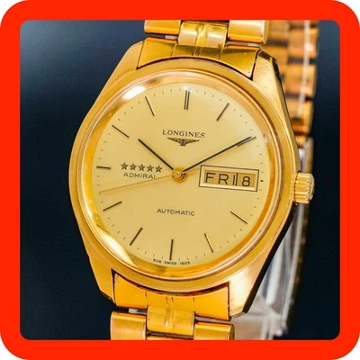 Reloj Automático Hombre Vintage LONGINES ALMIRAL 5 Estrellas 1605 L636.3 Dorado Día/Fecha Foto 1 de 4