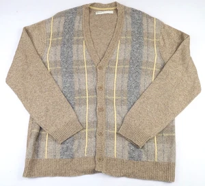 Perry Ellis Cardigan Sweater Mens XXL Brown Lambs Wool Cashmere Grandpa Style - Picture 1 of 23