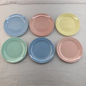 Set Of 6 Vtg LU-RAY Pastels TS&T 6.5" Plates MCM - Picture 1 of 9