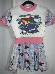 Vintage 90's Disney's Little Mermaid Ariel Pink Dress Shirt Girls Size 5 / 6 - Picture 1 of 6