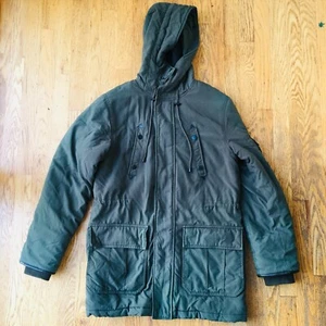 7 For All Mankind Army Green Utility Parka Coat Womens Size Small - Picture 1 of 9
