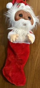 Vintage Mithy Santa Troll Doll Head Christmas Stocking 25” - Picture 1 of 14