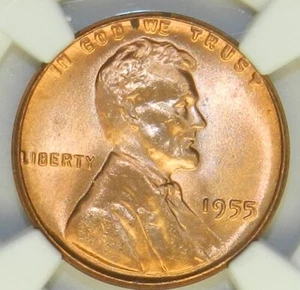 1955 P Lincoln Cent MS67 RD NGC BU Unc Red Wheat Penny NGC Registry [535] - Picture 1 of 4
