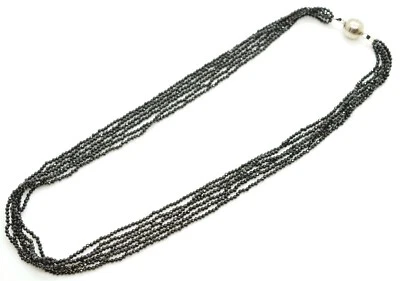 Nuevo collar de plata esterlina negro espinela facetada cuentas seis hilos 18" 90CTW Foto 1 de 4