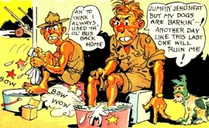 C.T. Armee Ausbildung lustiger Comic Ray Walters Curteich WWII Ära 1941 Postkarte (A8 - Bild 1 von 3