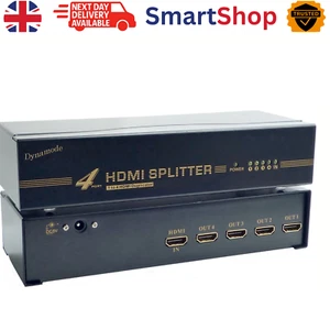 4 WAY OUTPUT HDMI 1 IN SPLITTER SWITCH HUB BOX SUPPORTS FULL 4K 3D HD - Picture 1 of 2