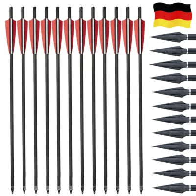 TOPARCHERY 12x 20zoll Carbon Pfeile Bolzen Bogenschießen Pfeilspitzen Jagdspitzen Jagd