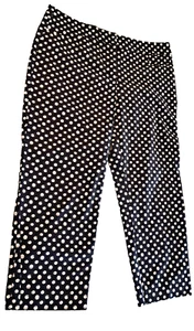 Ann Taylor Factory Capris Pants Women's 14 Blaxk with White Polka Dots Casual - Picture 1 of 7