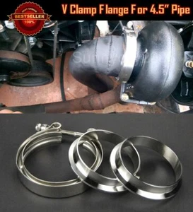 T304 Stainless Steel V Band Clamp Flange Assembly For Dodge 4.5" OD Exhaust - Bild 1 von 4