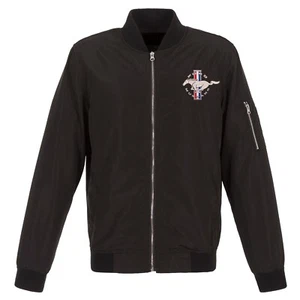 Ford Mustang Lightweight Nylon Bomber Jacket Embroidered Logo Black - Picture 1 of 3