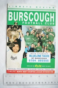 1993 programme Burscough v. Maine Road, Carling North West Counties League - Picture 1 of 1