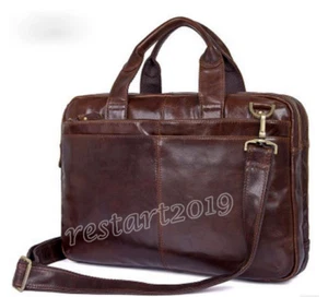 Hombres Moda Retro Primera Capa Piel de Caballo Loco Aceite Cera Cuero Negocios Bolso de Mano - Imagen 1 de 18